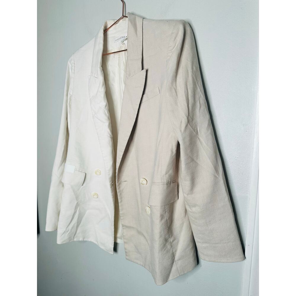 VERONICA BEARD Tan Two Toned Blazer Oversized Front Button Braeton Jacket 10 - Picture 4 of 13